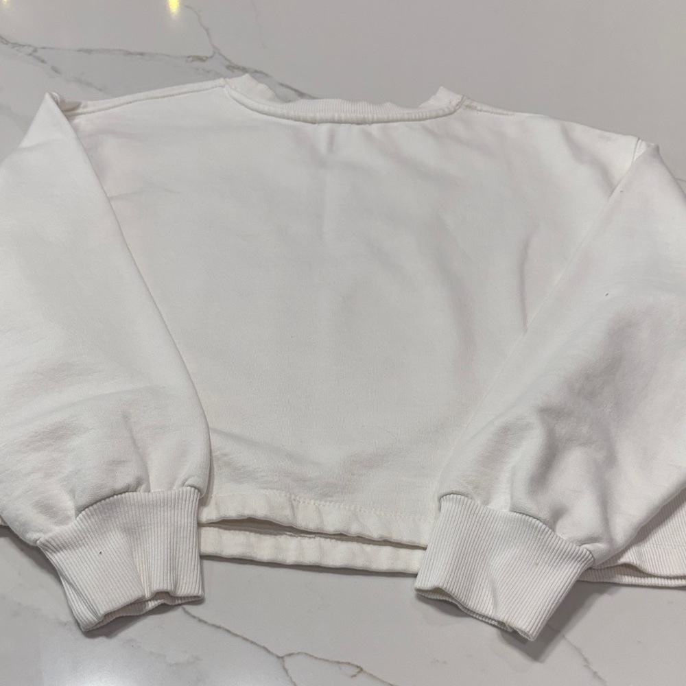 Zara White Sweatshirt with Pink Metallic Graphic - Picture 10 of 13